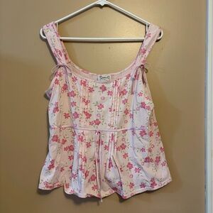 Pink Floral Women's Pajama Top